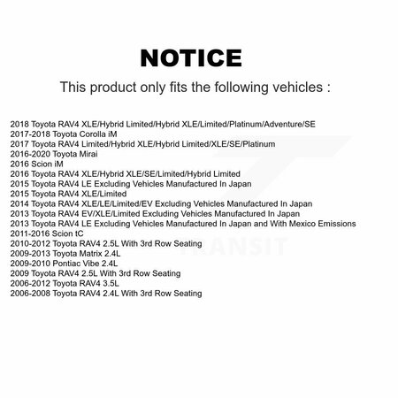 Cmx Front Right Brake Caliper For Toyota RAV4 Scion tC Matrix Pontiac Vibe Corolla iM Mirai SLC-19B3195